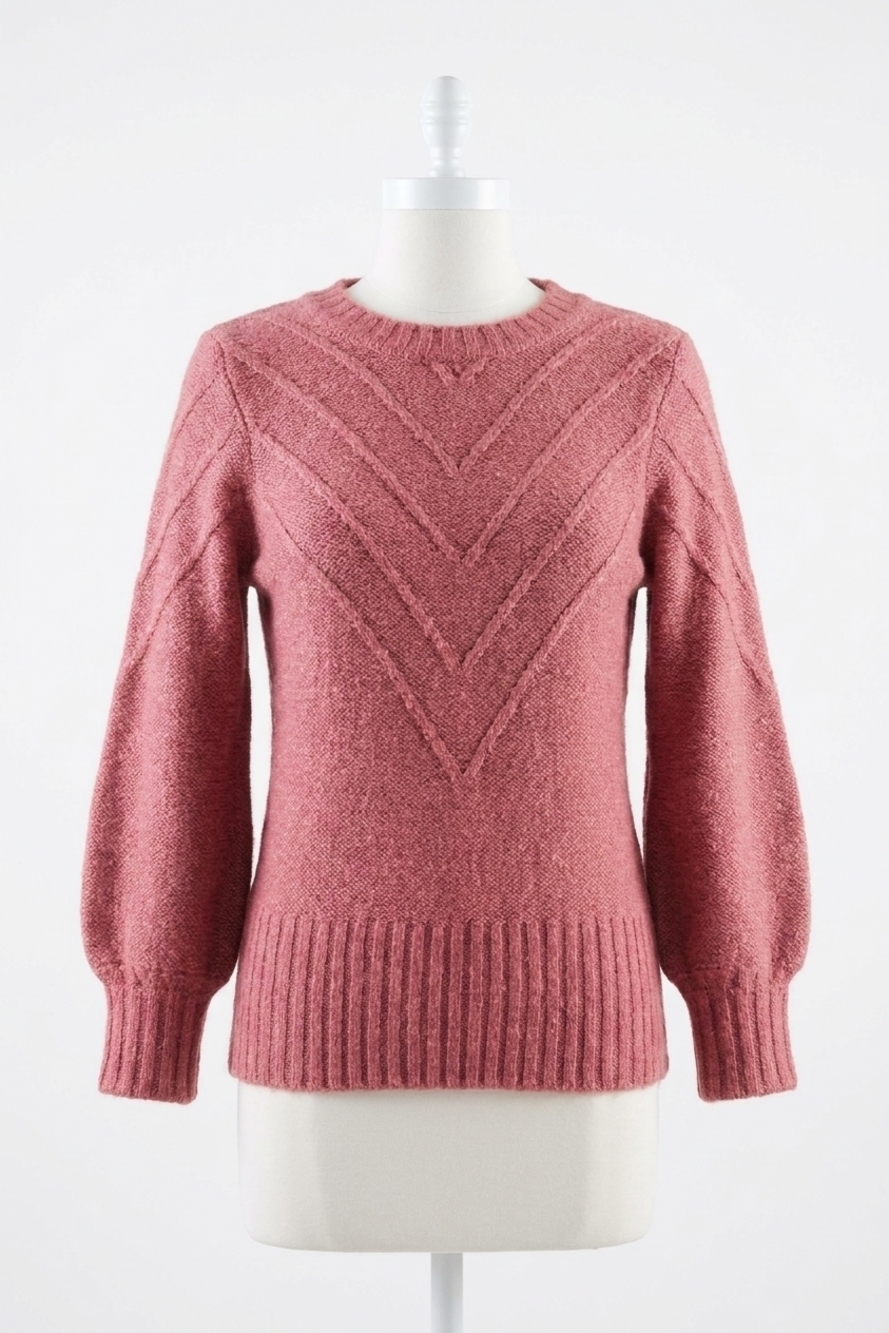 NEW KENSIE variegated cotton blend long sleeve sweater in pink